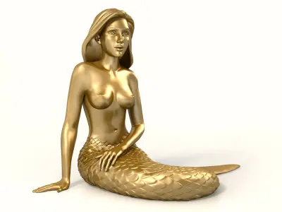Mermaid Sculpture 3D Model Low-poly 3D model