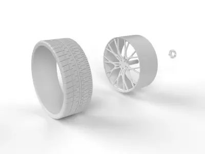 24th scale model car wheel V1 3D print model