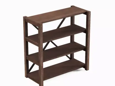 Wide Pottery Shelf 04 Low-poly 3D model