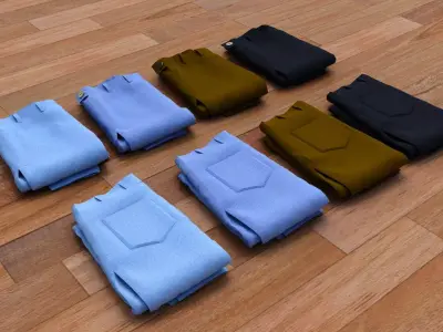 Textured Folded Jeans 3D model
