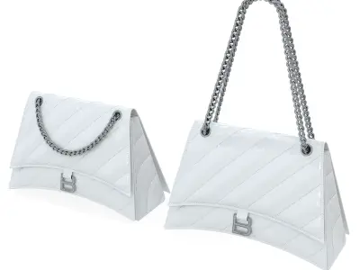 Balenciaga Crush Medium Chain Bag Quilted White Low-poly 3D model