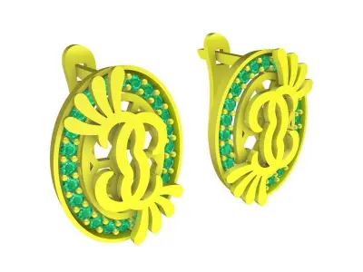 Luxury Oval Cluster Gemstone Earrings 5851 3D print model