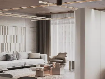 Livingroom and Kitchen 3D model