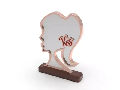 New  Desktop Mirror Design - framed and on a stand - Miss Kiss Low-poly 3D model