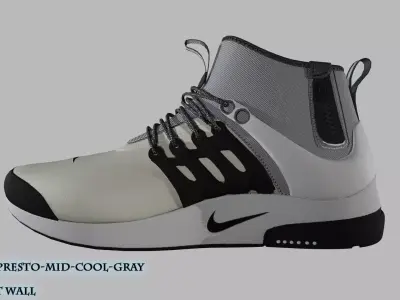 Nike Air Presto Mid Utility Cool Gray 3D Model  Low-poly 3D model