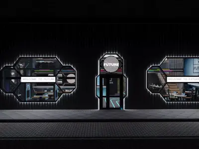 Futuristic Space-Themed Cafe Design Summary 3D model