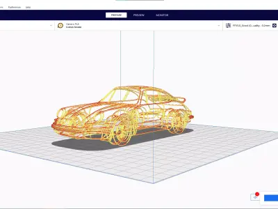 PORSCHE 911 WIREFRAME VER2 3D print model