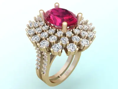 Gemstone rings - Oval stone ring - Diamond rings - N3517 3D print model