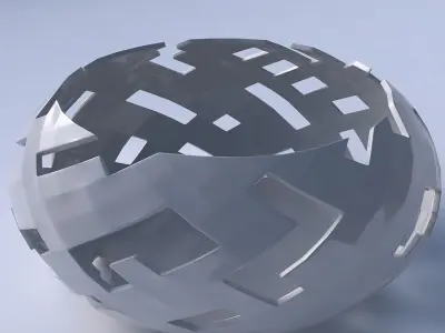 Bowl spheric squeezed wide with cuts 3D print model