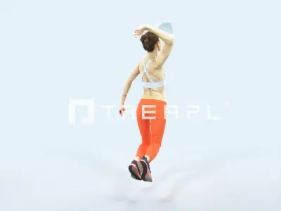 Beauty 17G Jumping Smashing Sports Volleyball Woman Low-poly 3D model
