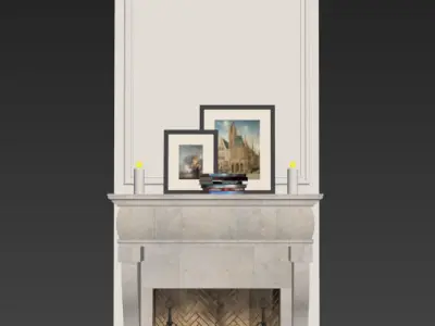 Fireplace with decor 3D model