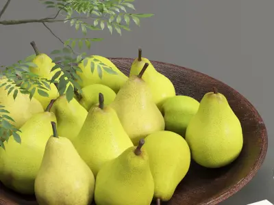 Decorative Set pears in bowl 3D model