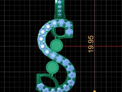 LUXURY ALPHABET S PENDAANT 3D PRINTABLE MODEL 3D print model