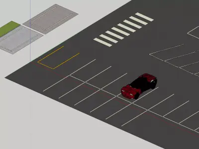 Park Parking Lot Zebra Road Mall Shopping Centre Crossing Free low-poly 3D model