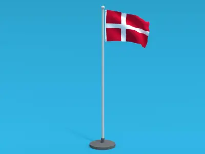 Low Poly Seamless Animated Denmark Flag Low-poly 3D model