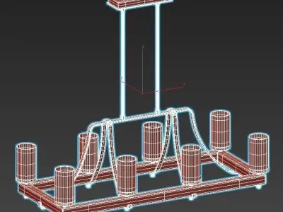 INDUSTRIAL FARMHOUSE WAVY GLASS ISLAND CHANDELIER 3D model