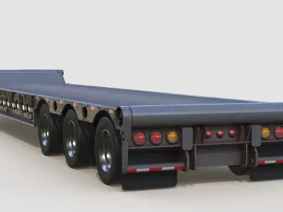 Oilfield Scissor Neck Tri-Axle Quad-Axle and Penta-Axle Trailers Low-poly 3D model
