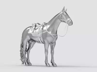 Horse with saddle 3D model