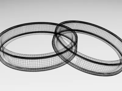 Couple Gold Rose Ring 3D model