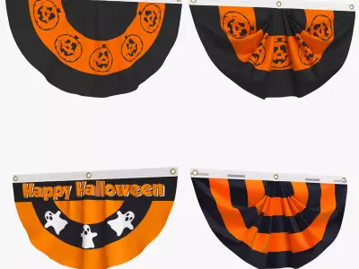 Halloween Flag Bunting Set 3D model