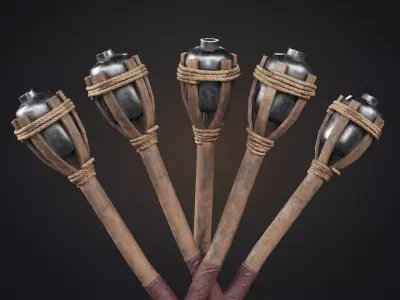 Standing Fire Torch Low-poly 3D model