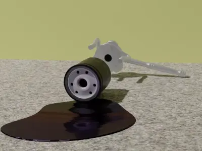 Oil filter wrench with  reversible ratchet and filter 3D model