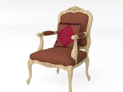 Red baroque armchair by Modenese 3D model
