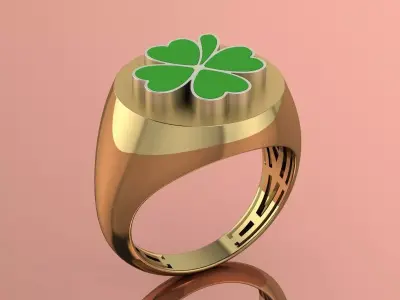 Clover Ring Elegant Jewelry Brand Gold 3D print model