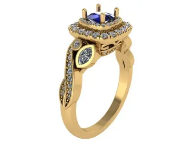 Square Halo Split Shank Ring 4019 3D print model