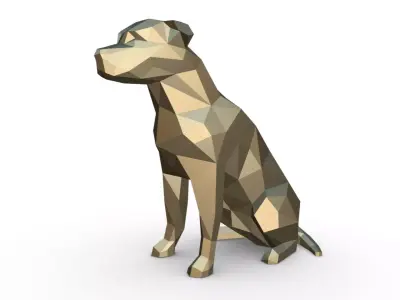 american staffordshire terrier low poly 3D print model