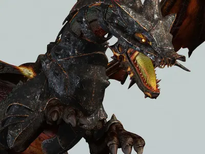 Battle Dragon armored mount  Low-poly 3D model