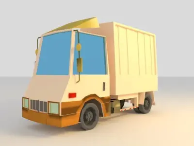 TRUK LOW POLY cartoon truck Low-poly 3D model
