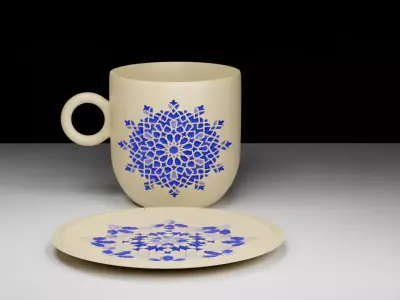 Luxury Moroccan Coffee Cup and Saucer Set   3D model