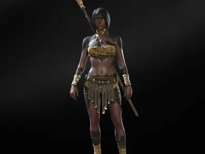 DefenderGirl 3 Low-poly 3D model