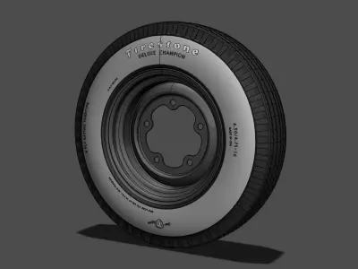 Firestone Whitewall tyre and Rim 3D model