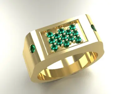 Size 9 Mens Diamond Ring Platinum Gold Luxury Jewelry 3D print model