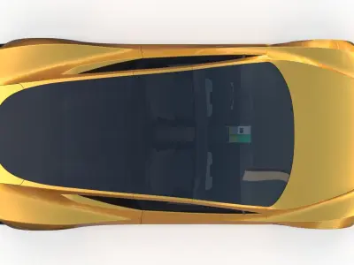 Tesla Roadster 2020 Yellow with interior and chassis 3D model