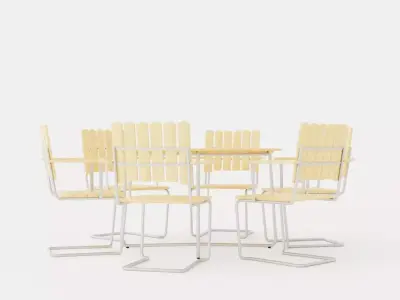 A2 and 9A dining set Low-poly 3D model