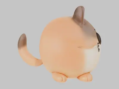 Stylized Chonky Kitty Kitten Cat Low-poly 3D model