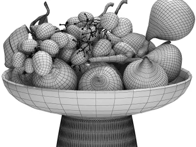 bowl of figs lemons and grapes fruits 3D model