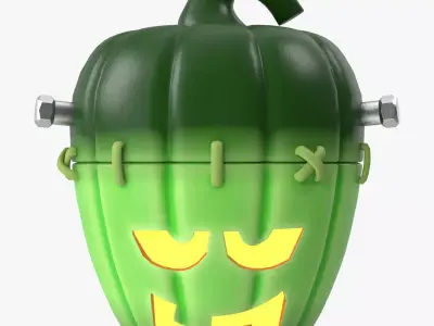 frankenstein halloween pumpkin Low-poly 3D model