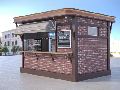 KIOSK STONE WALL 3D model