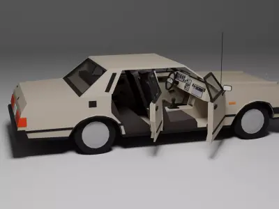 Low Poly 1980s Luxury Sedan 3D Model Car08 Low-poly 3D model