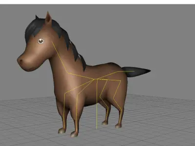 Lowpoly Animal Cartoon - Horse Low-poly 3D model
