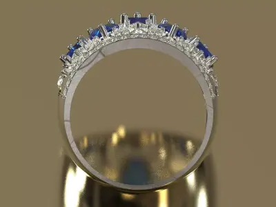 Wide Cocktail Ring Sapphire Diamond Lattice Structure jr00294 3D print model
