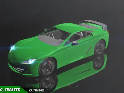 Low-Poly Lexus LFA White Racing Car  3D Model Low-poly 3D model