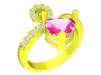 7779 luxury diamond heart women ring 3D print model