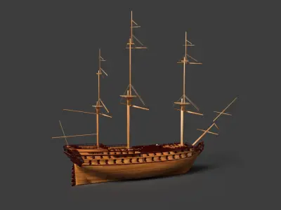 Chinese ancient sail ship  Low-poly 3D model
