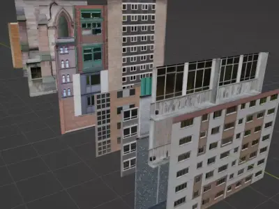 Buildings and streets pack Free low-poly 3D model