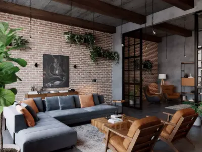 Interior Living Room Scene 01 3D model
